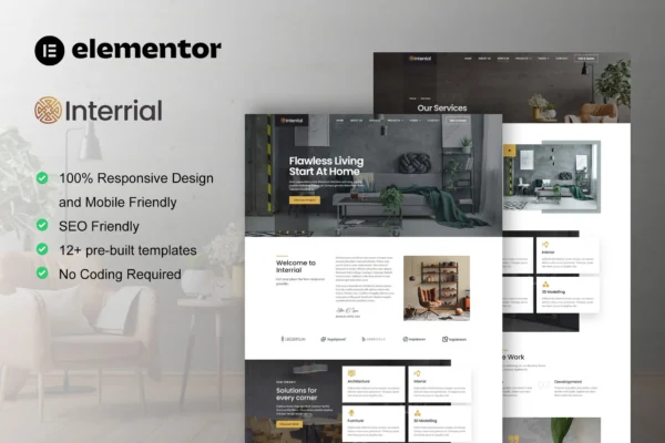 Interrial - Interior Design Service Elementor Template Kit  