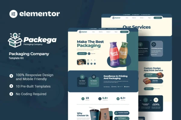 Packega - Packaging Company Elementor Template Kitย