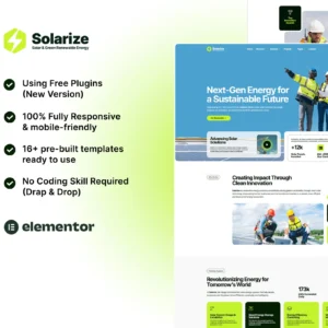 Solarize - Solar & Green Renewable Energy Elementor Template Kit
