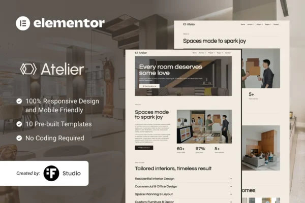 Atelier - Interior Design Elementor Template Kit