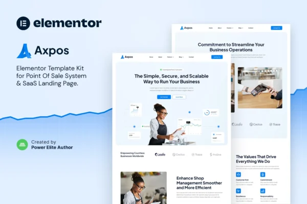 Axpos โ Point Of Sale Software & SaaS Landing Page Elementor Template Kit
