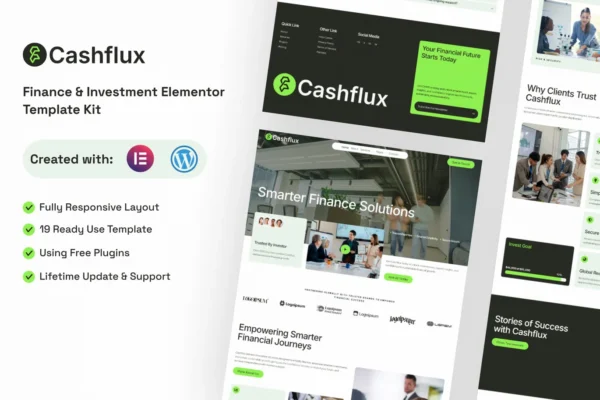 Cashflux - Finance & Investment Elementor Template Kit