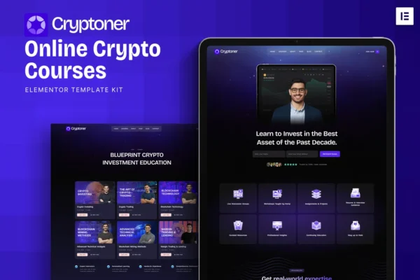 Cryptoner - Online Crypto Courses Elementor Template Kit