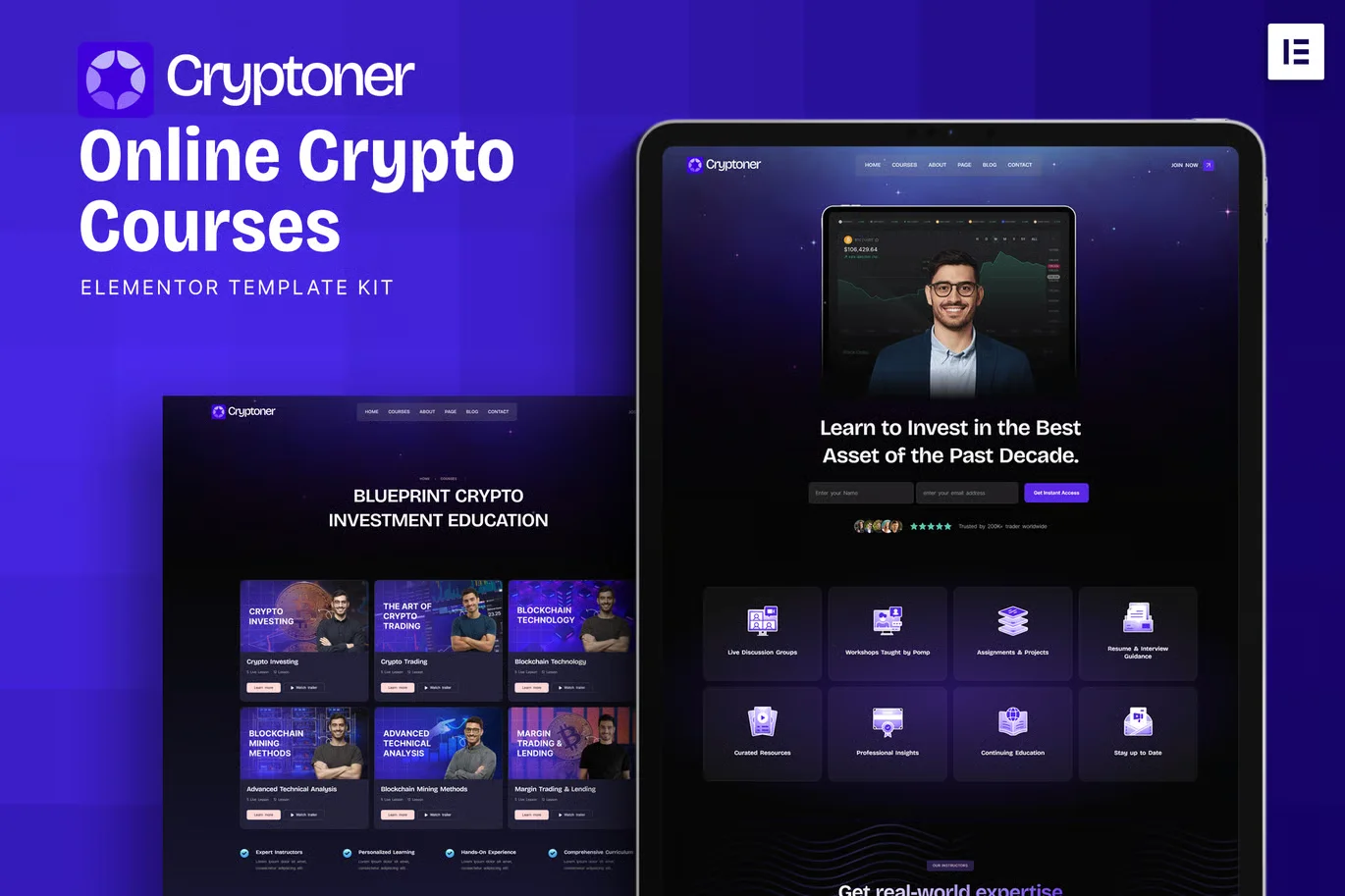 Cryptoner - Online Crypto Courses Elementor Template Kit