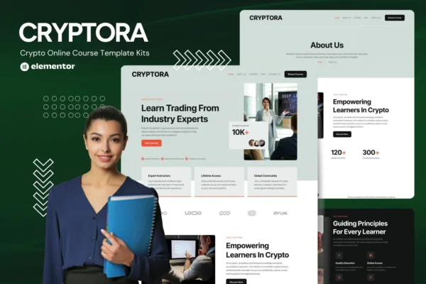 Cryptora - Crypto Online Course Website Elementor Template Kit