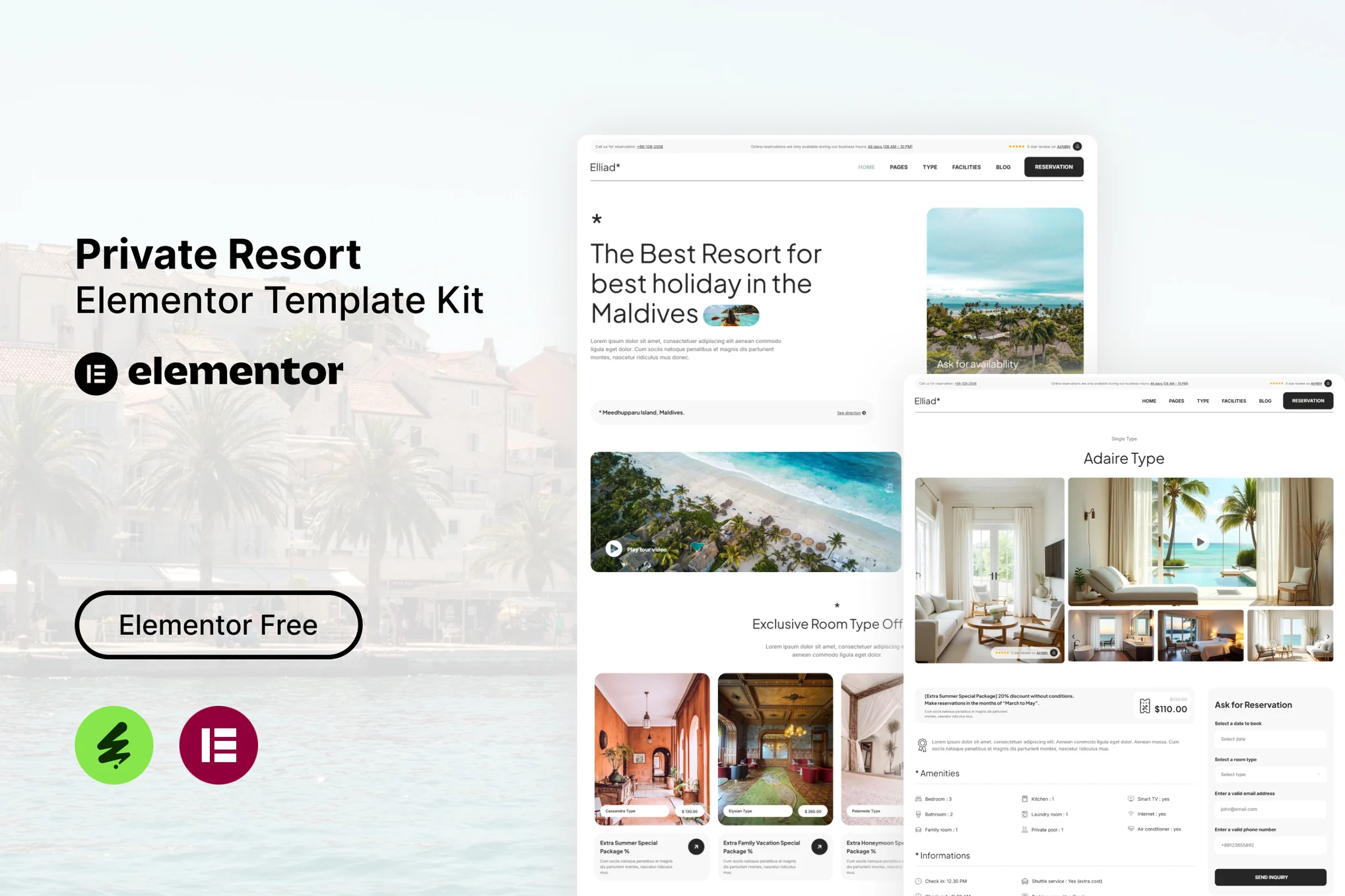 Elliad - Private Resort Elementor Template Kit