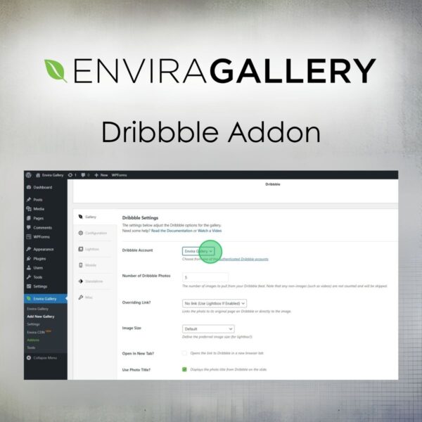 Envira Gallery - Dribbble Addon