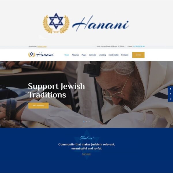 Hanani | Synagogue, Church & Jewish Temple WordPress Theme + RTL