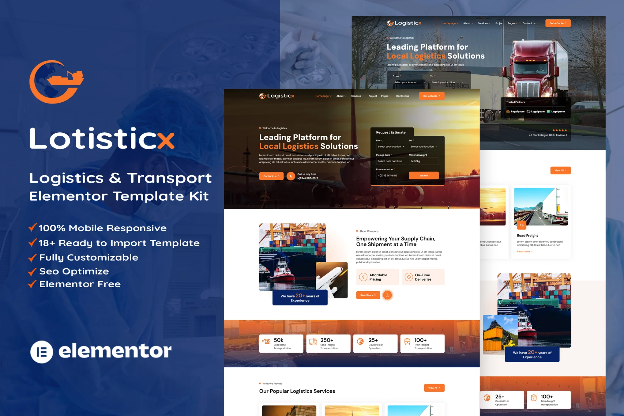 Logisticx - Logistics & Transportation Elementor Template Kit