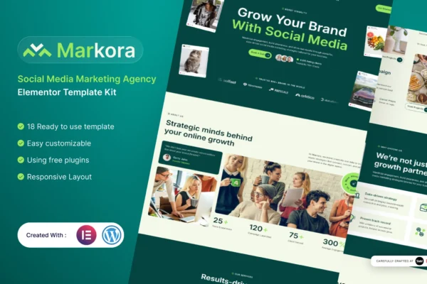 Markora - Social Media Marketing Agency Elementor Template Kit