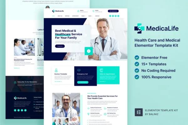 MedicaLife โ Health Care & Medical Elementor Template Kit