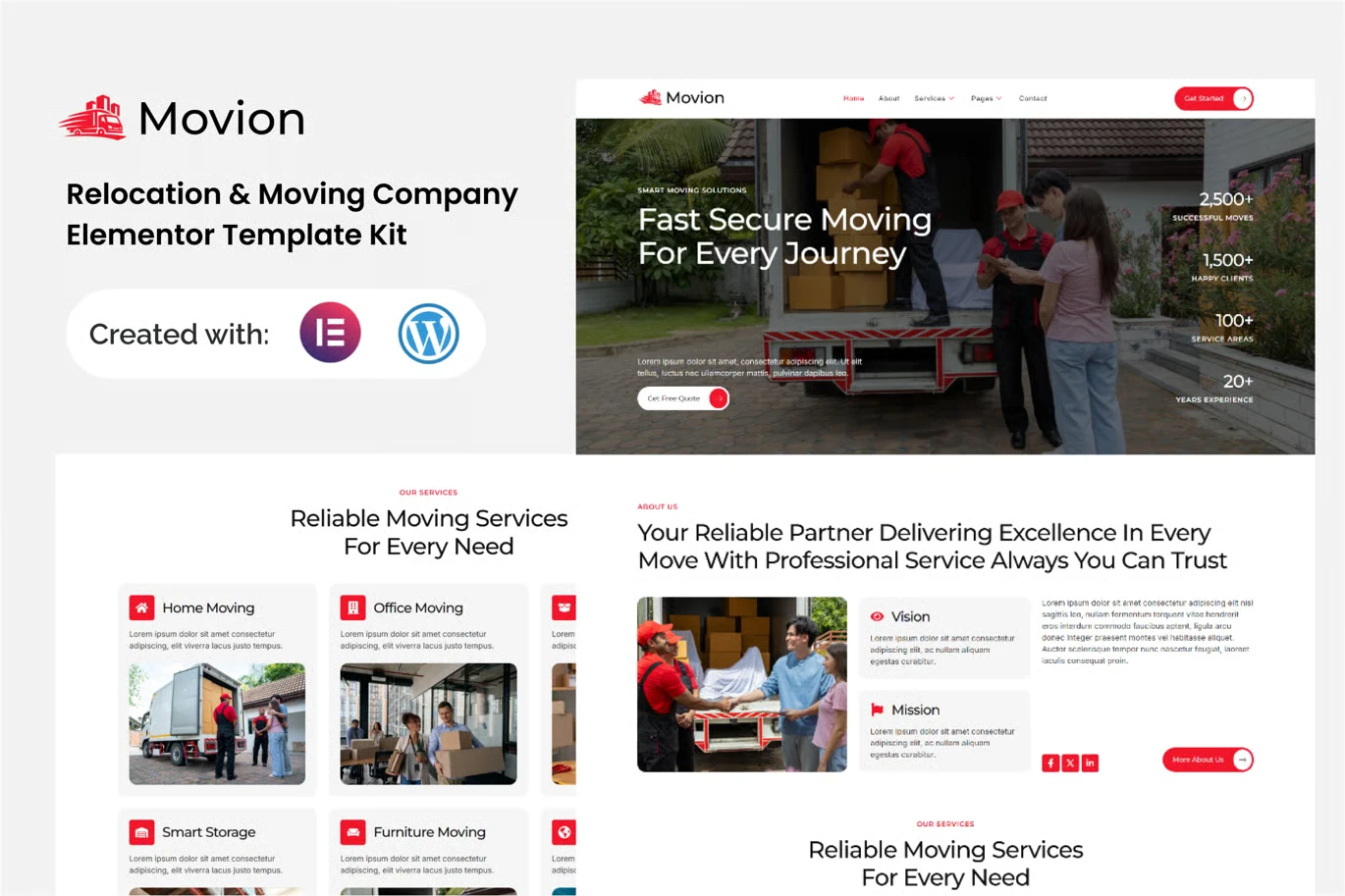 Movion – Relocation & Moving Company Elementor Template Kit