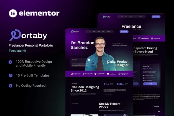 Portaby - Freelancer Personal Portofolio Elementor Template Kit