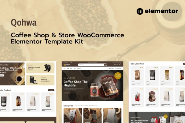 Qohwa - Coffee Shop & Store Ecommerce Elementor Pro Template Kit