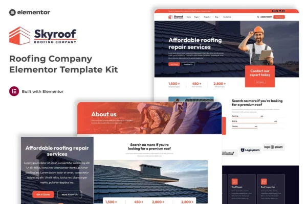 Skyroof - Roofing Company Elementor Template Kit