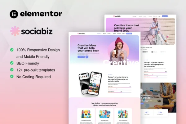 SociaBiz - Digital Marketing Agency Elementor Pro Template Kit