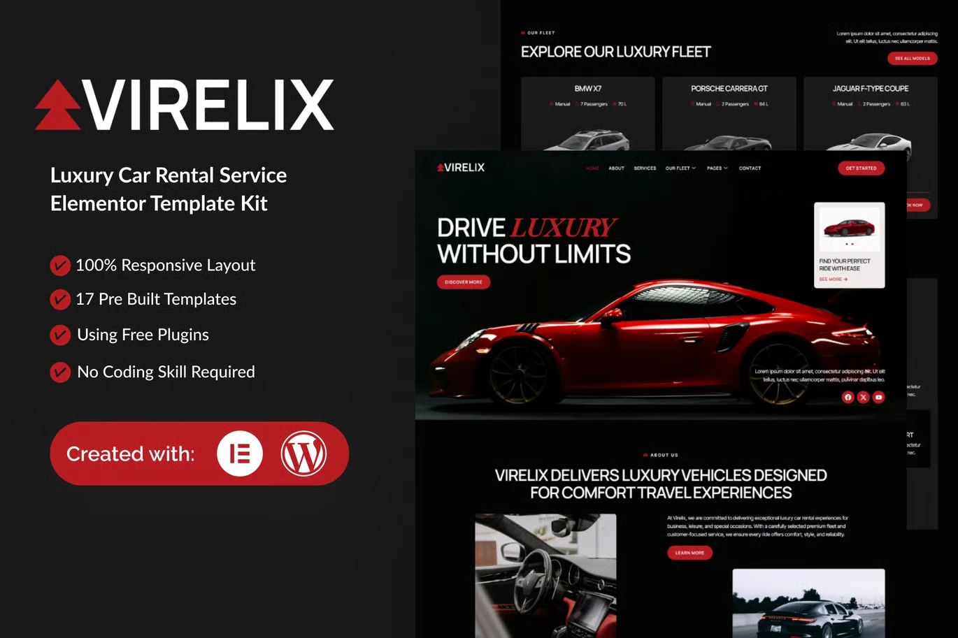 Virelix - Luxury Car Rental Service Elementor Template Kit