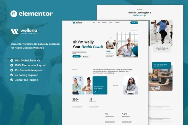 Welloria - Health Coaches Elementor Template Kit